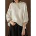 Unique Blouse Indian Linen Summer Literary White Hooded Three Quarter Sleeve T-shirt