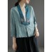 Fashion Purple Retro Embroideried Patchwork Summer Linen Blouse