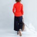 red solid high neck pullover casual loose knitted sweaters warm 2021