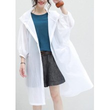 Chic blue Cotton outwear for women hooded tunic summer cardigan