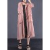 DIY pink cotton clothes Women side open Maxi summer coats