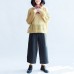 yellow fashion cotton sweater oversize side open cable knit hollow out sweaters