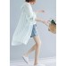 Style hooded chiffon Tunic Work White striped shirts summer