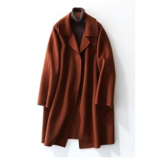 boutique Woolen Coat Women trendy plus size Jackets & Coats straight coat lapel collar