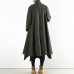 2021 winter woolen coats green cross asymmetrical cardigans long one button outwear dress