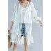 Style hooded chiffon Tunic Work White striped shirts summer