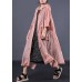 DIY pink cotton clothes Women side open Maxi summer coats