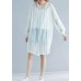 Style hooded chiffon Tunic Work White striped shirts summer