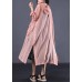 DIY pink cotton clothes Women side open Maxi summer coats