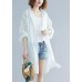 Style hooded chiffon Tunic Work White striped shirts summer