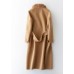 Fashion khaki woolen coats casual winter coat fur collar jackets tie waist