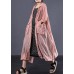 DIY pink cotton clothes Women side open Maxi summer coats